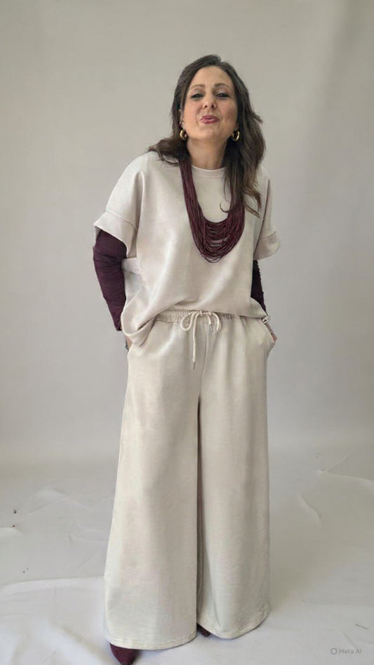 Pantalone panna misto viscosa