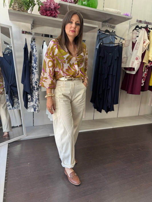 Pantalone panna cargo