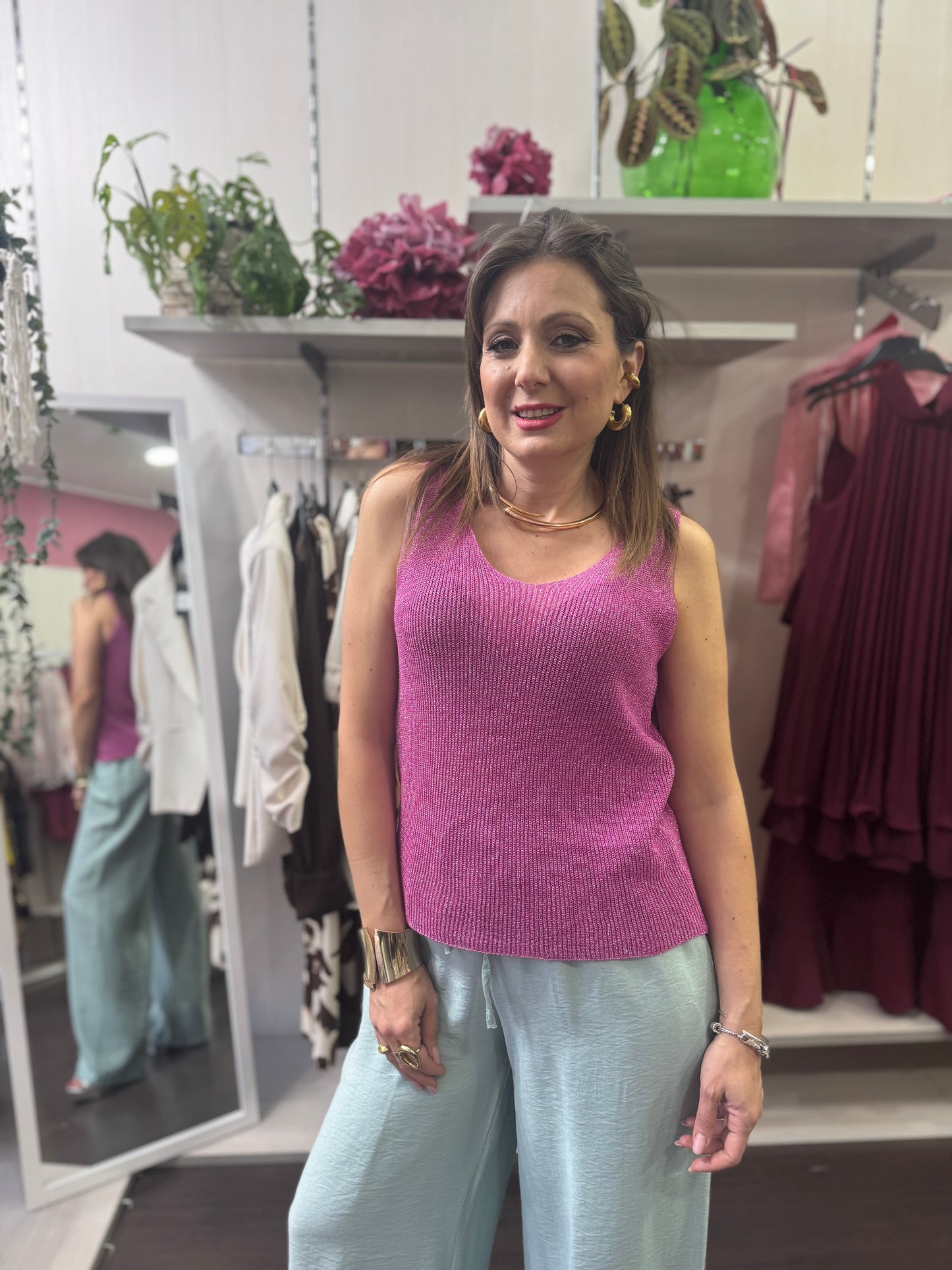 Top lurex fucsia