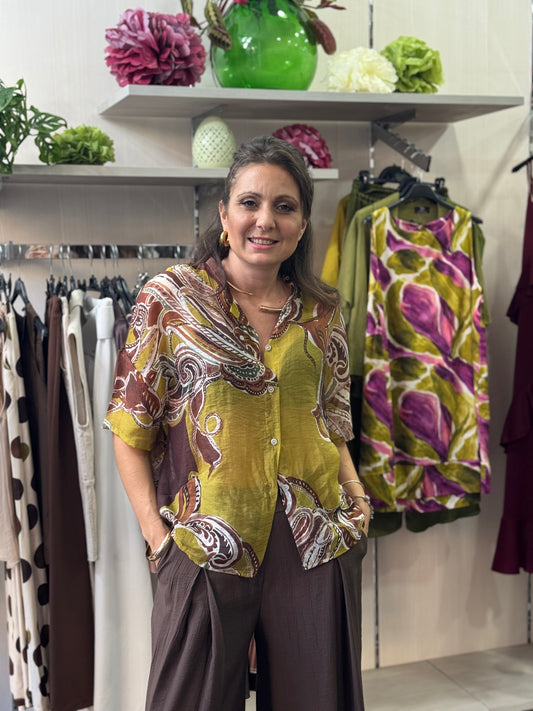 Camicia fantasia cioccolato