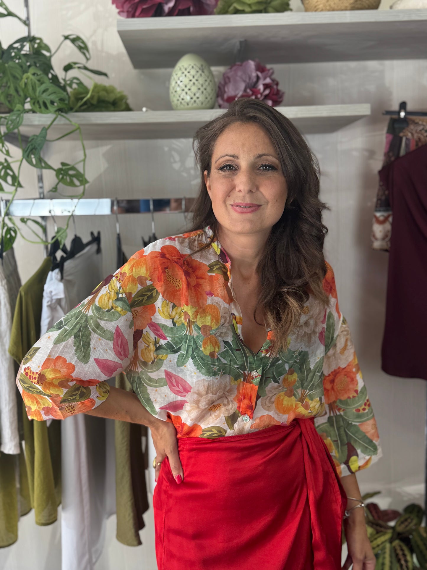 Camicia fantasia arancio