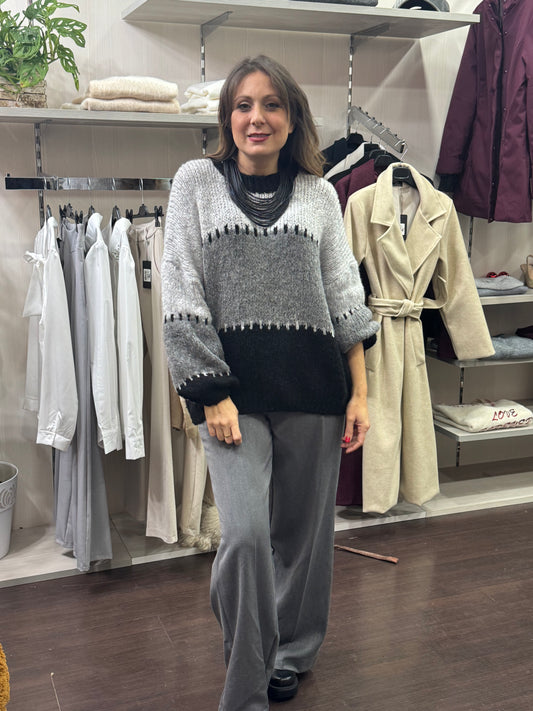 Maglioncino Righe grigio