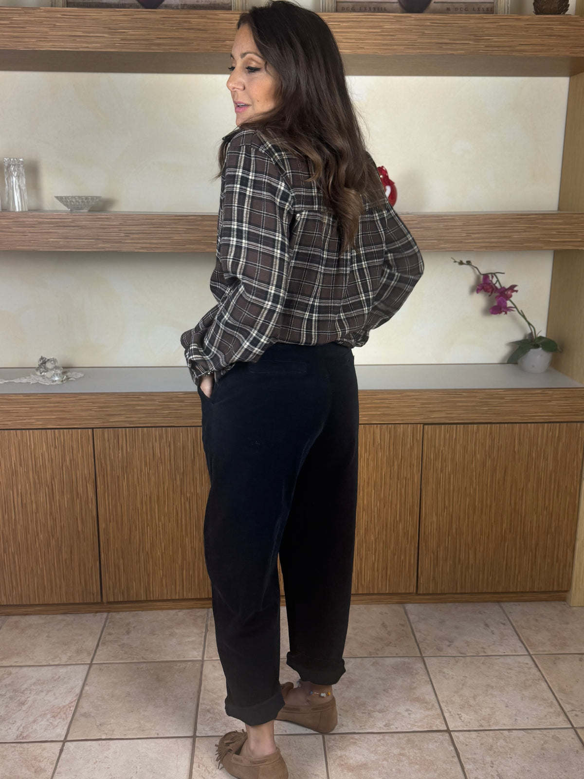 Pantalone velluto nero