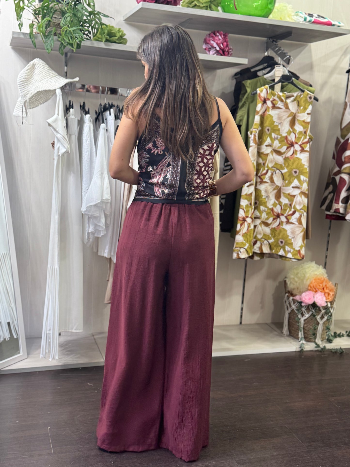 Top foulard bordeaux