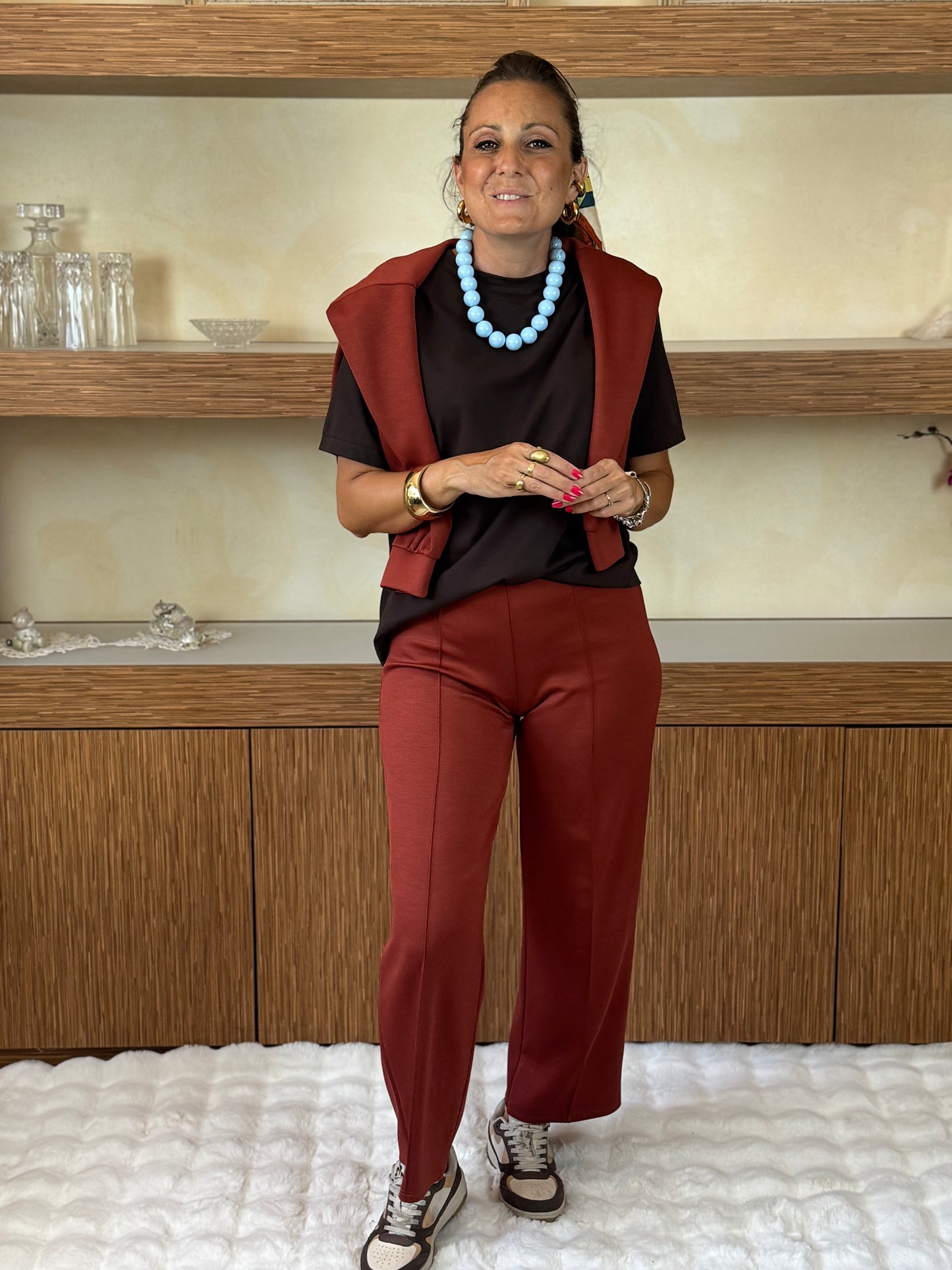 Pantalone mattone in viscosa
