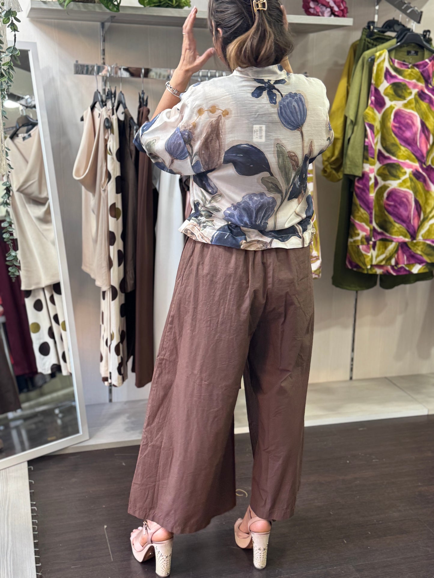 Pantalone cropped cioccolato