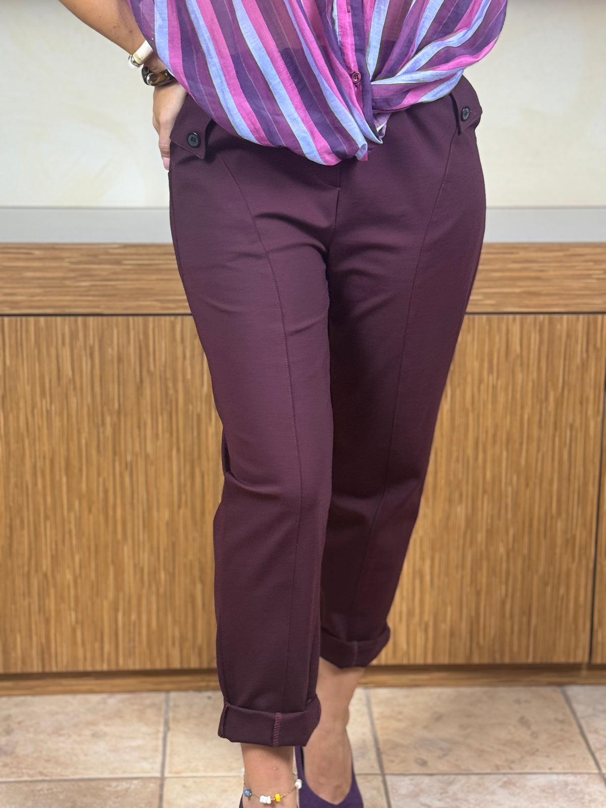 Pantalone dritto bordeaux