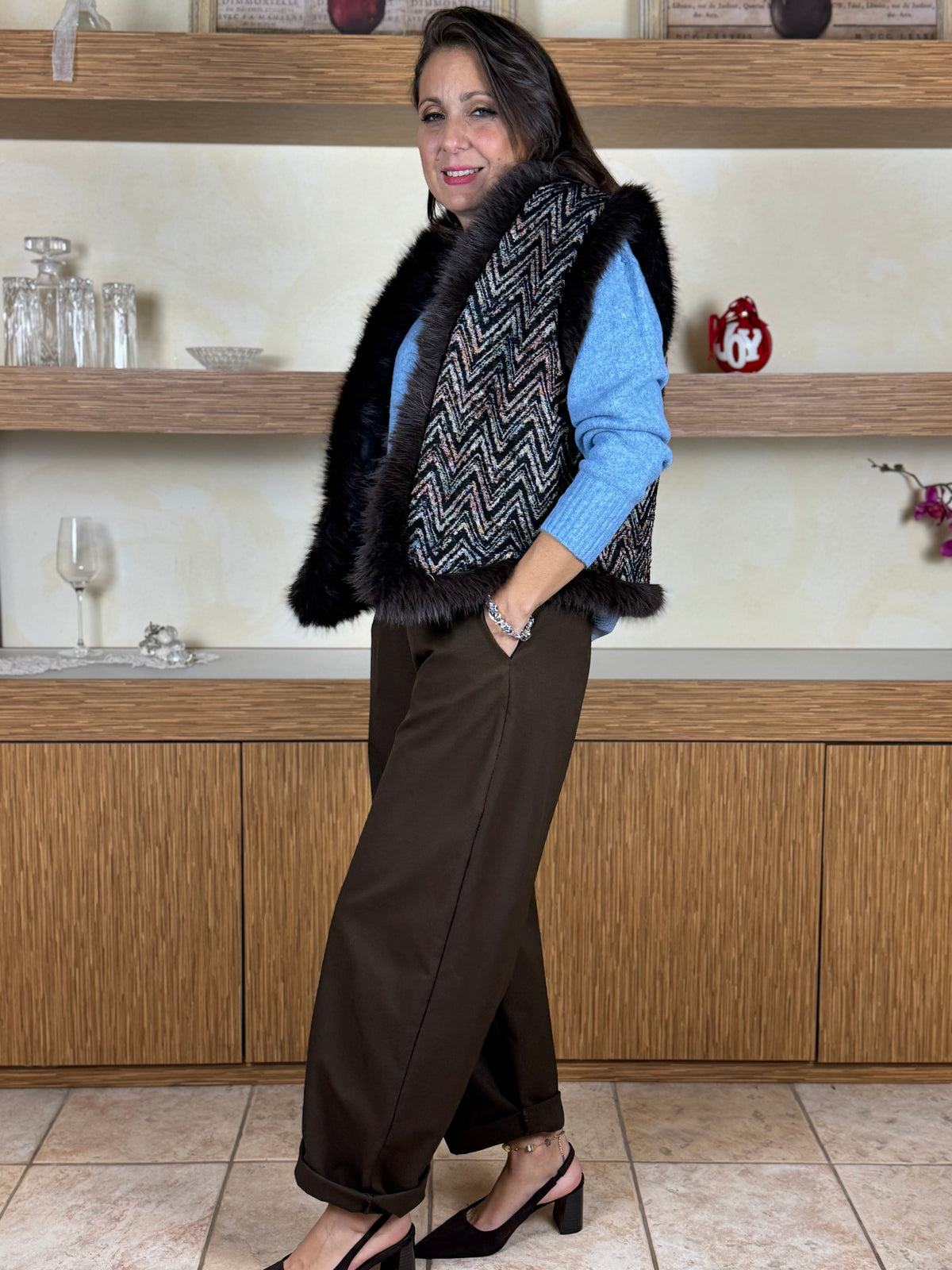 Gilet gobelin e pelliccia