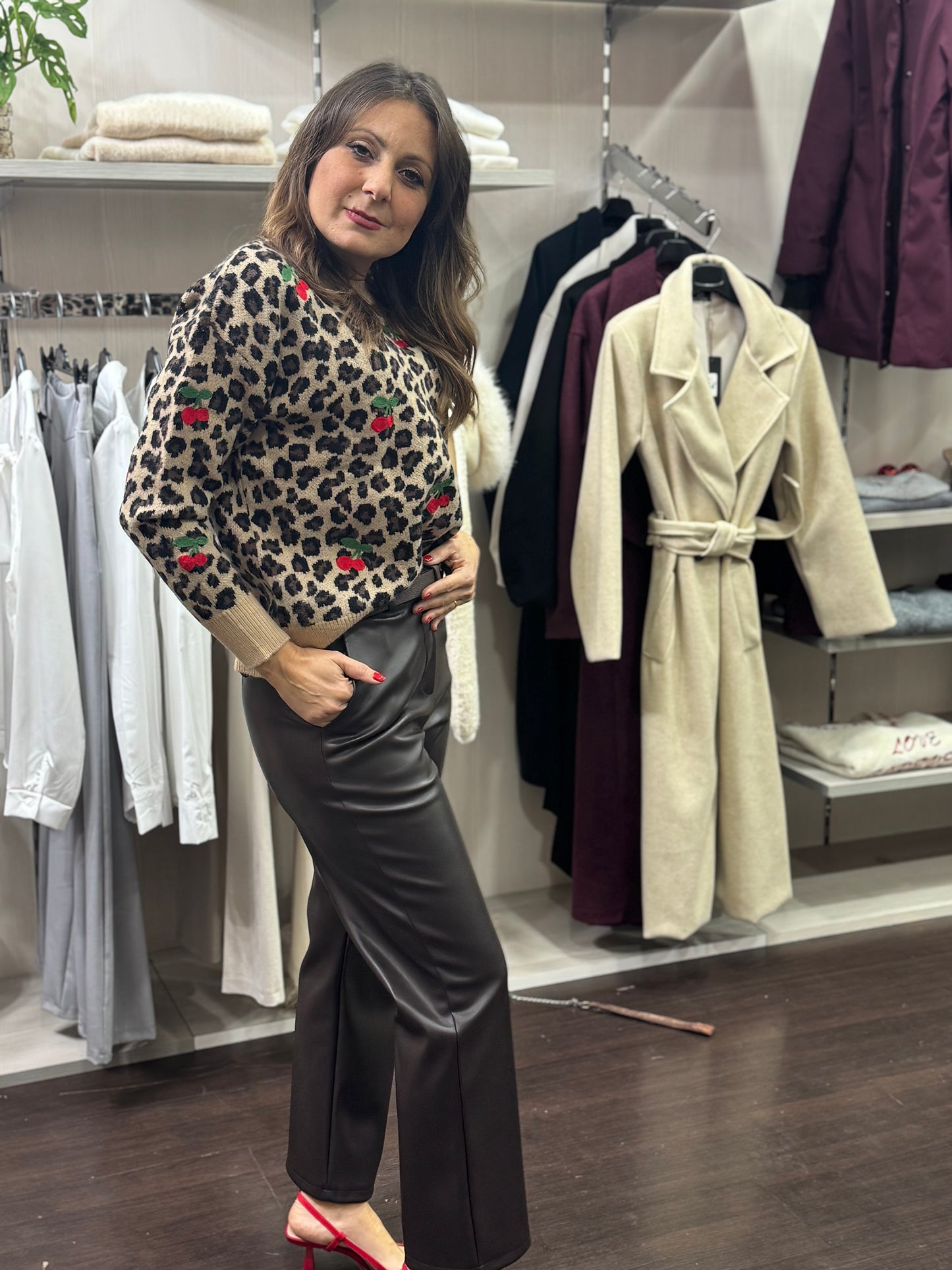 Pantalone pelle cioccolato