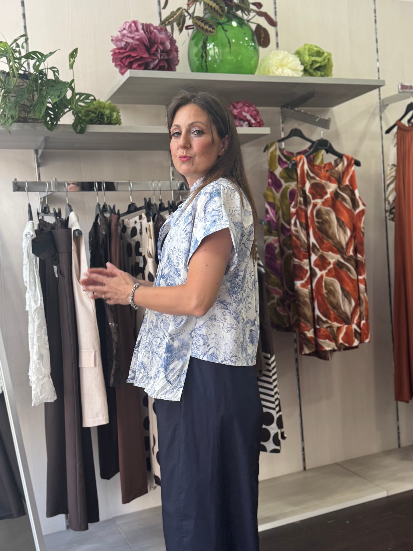 Camicia fantasia blu