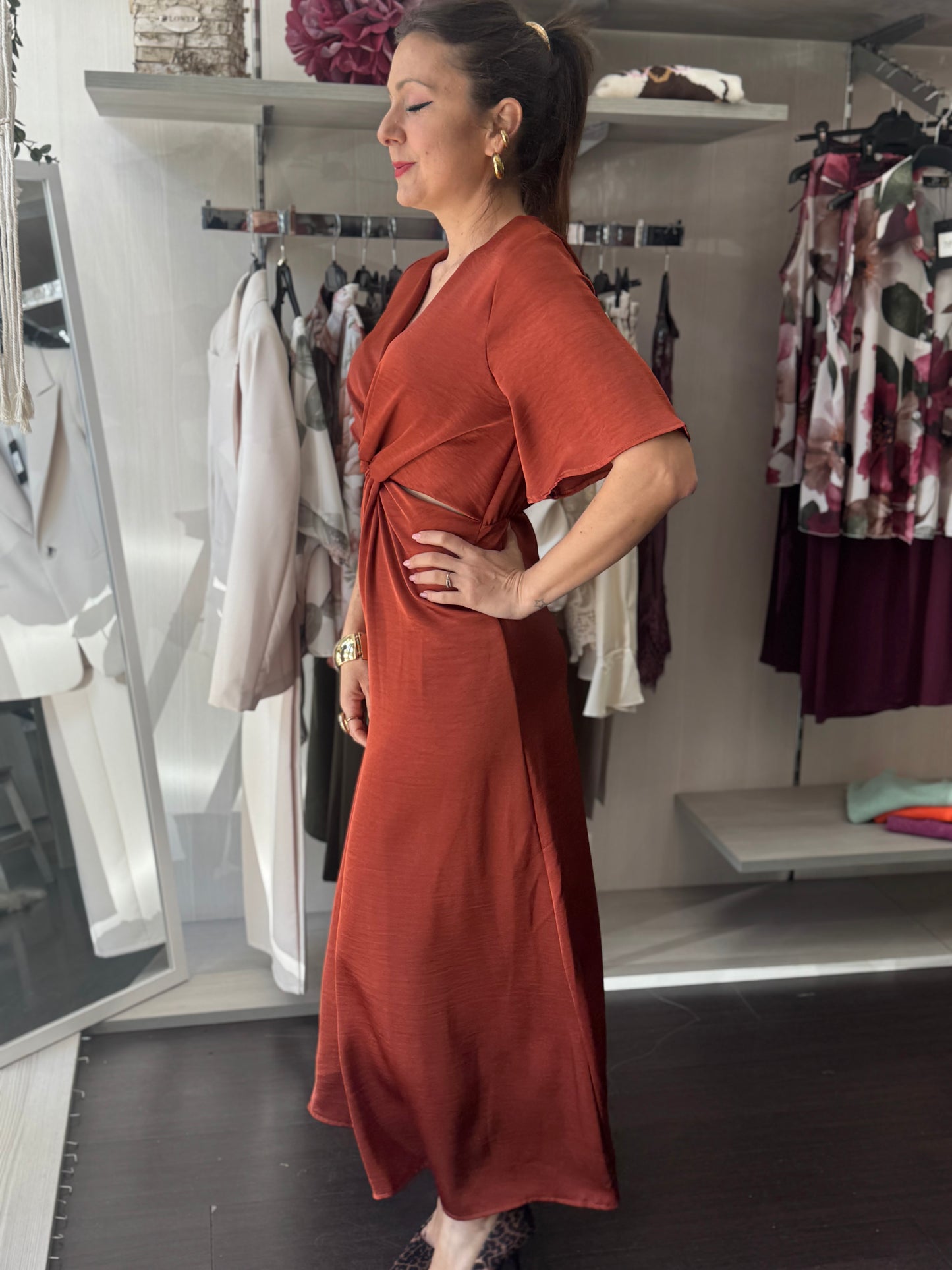 Abito satin ruggine