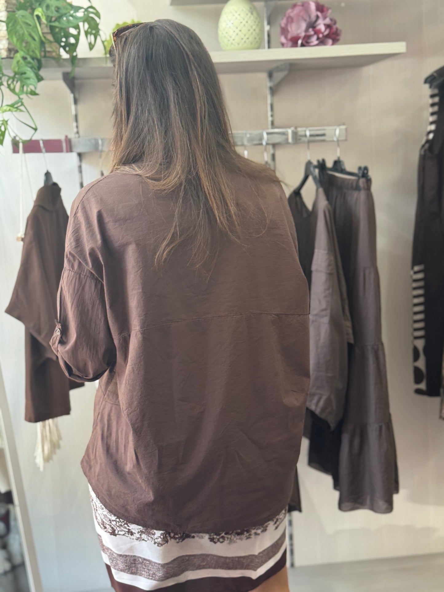 Camicia cotone cioccolato