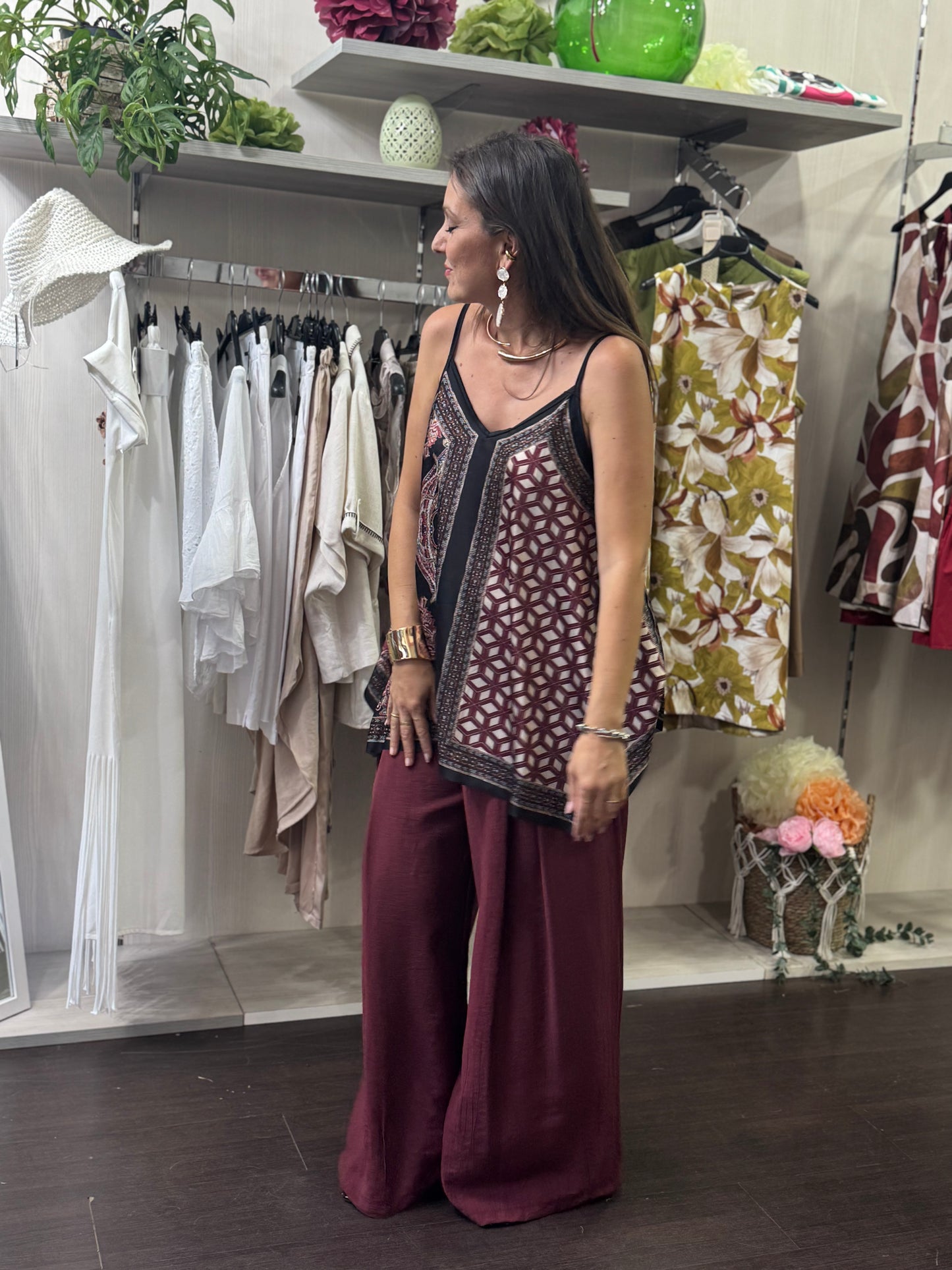 Top foulard bordeaux