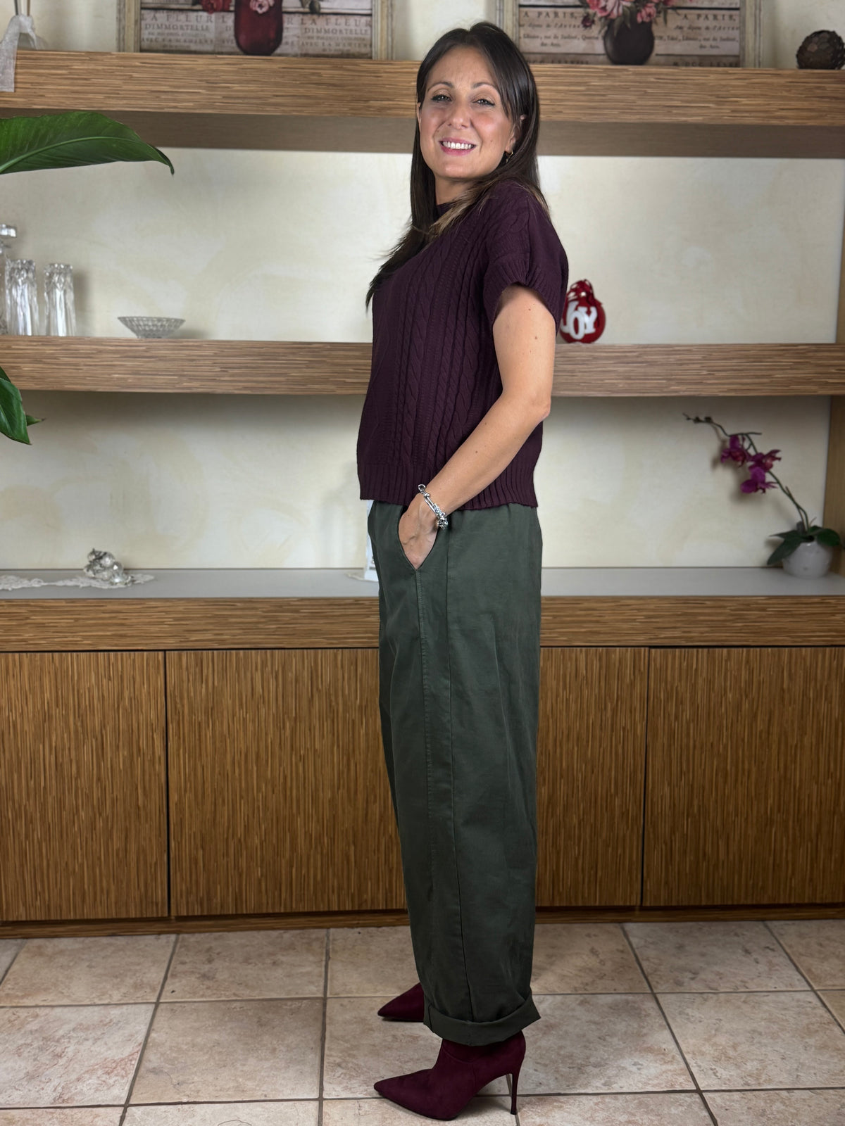 Pantalone jeansato verde