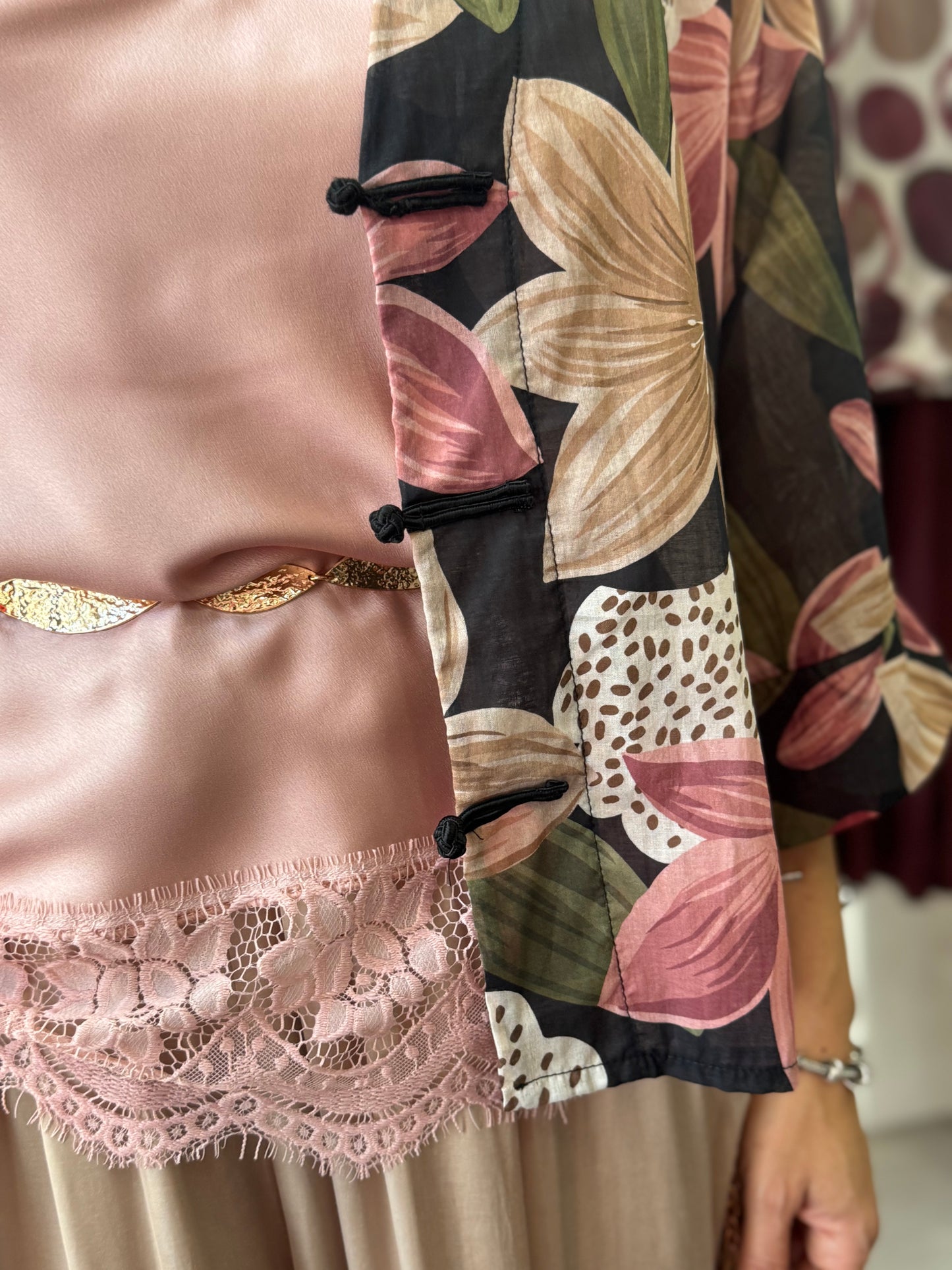 Kimono fantasia nero bordeaux
