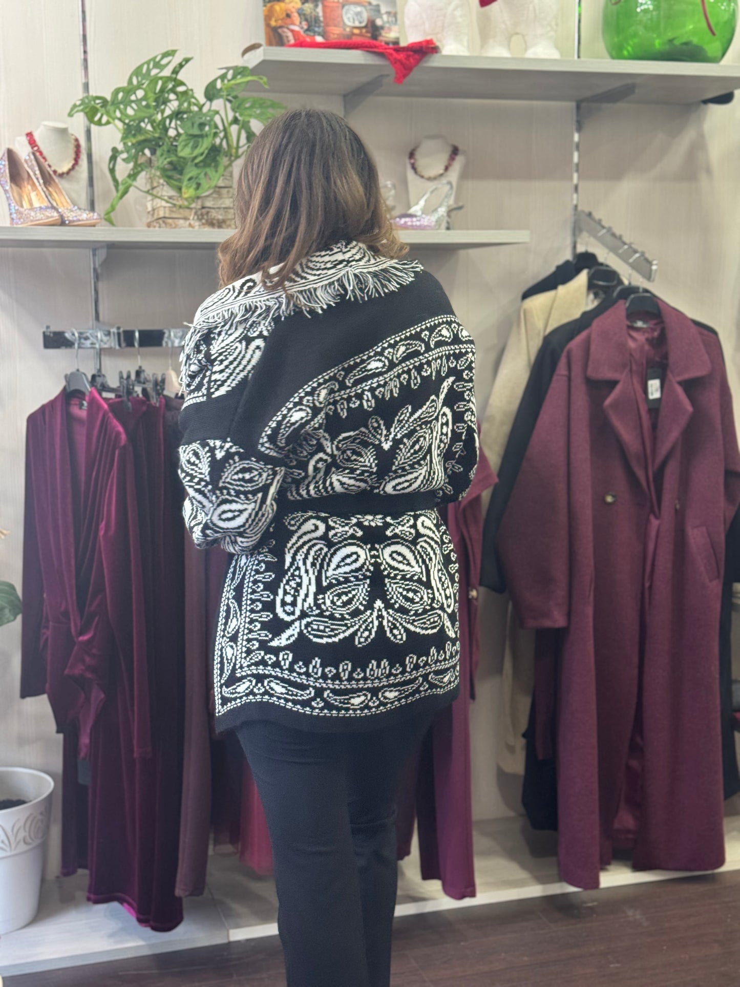 Cardigan bandana nero