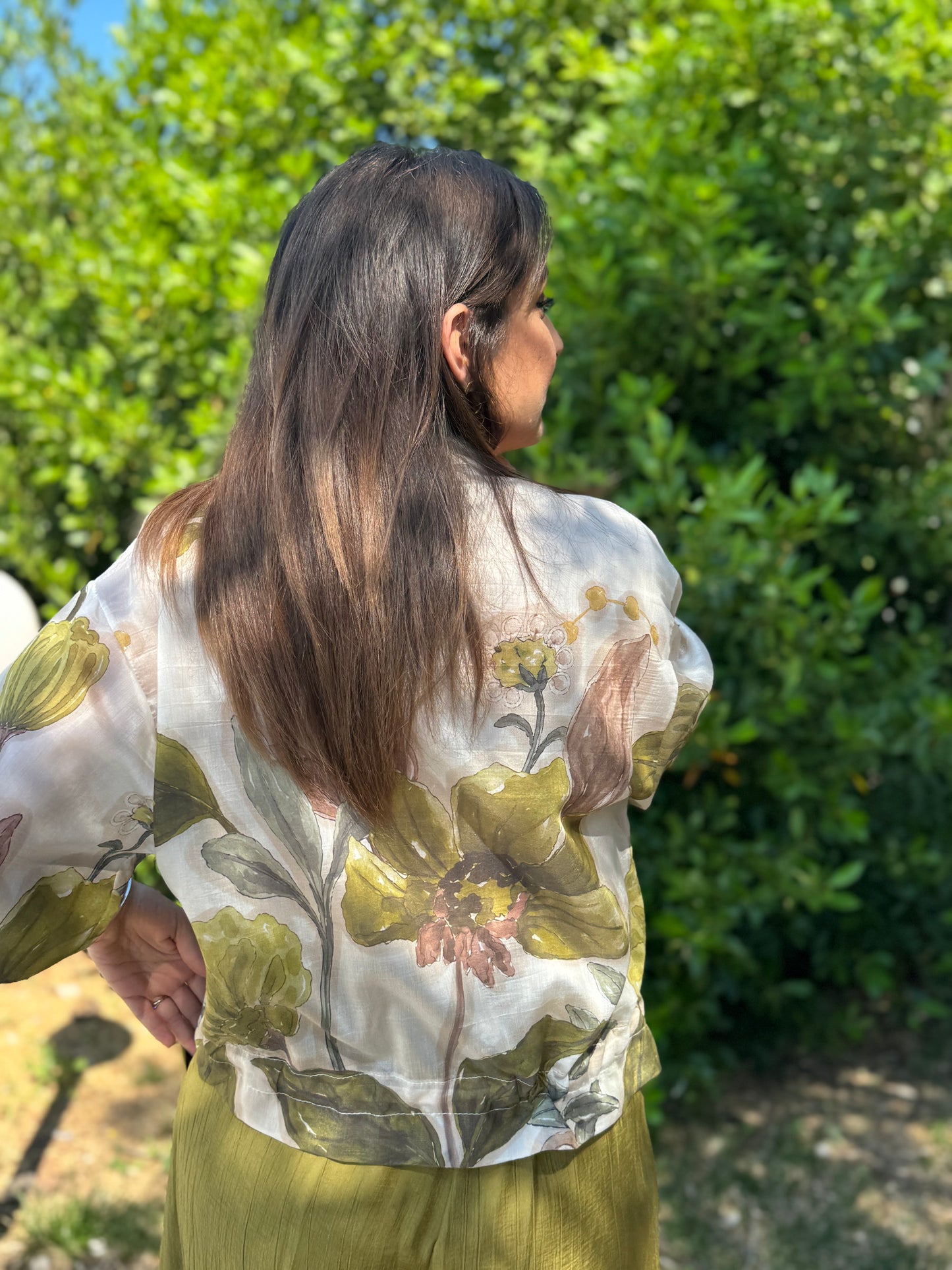 Camicia zip fantasia verde