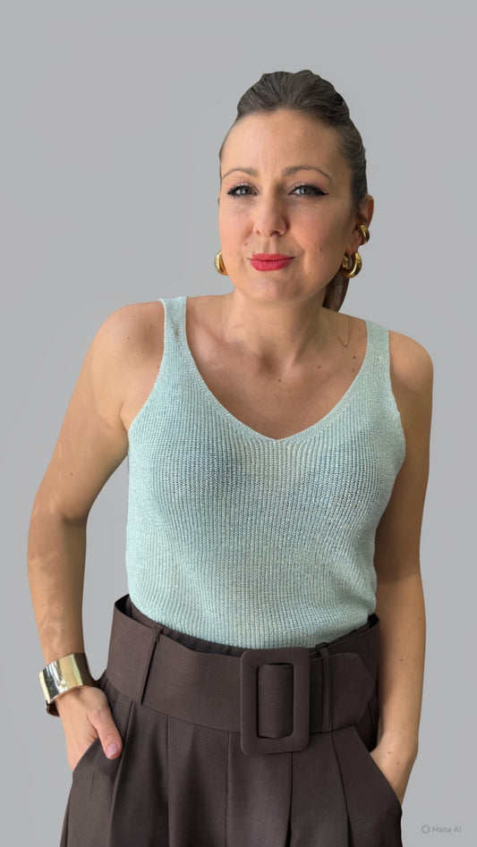 Top lurex acqua marina