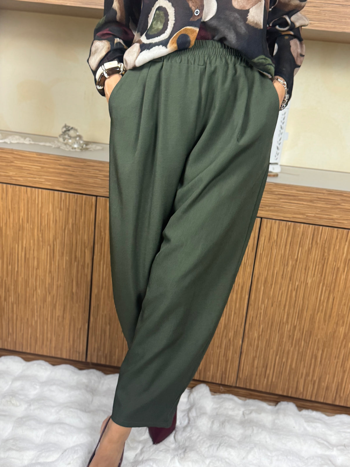 Pantalone barrell verde