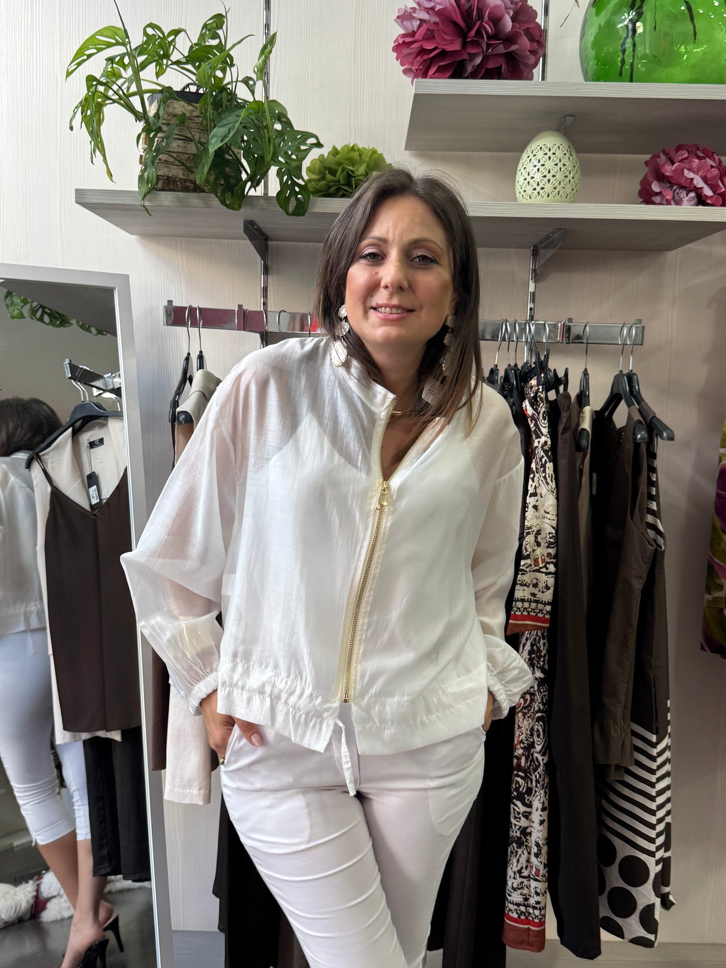 Camicia zip bianca
