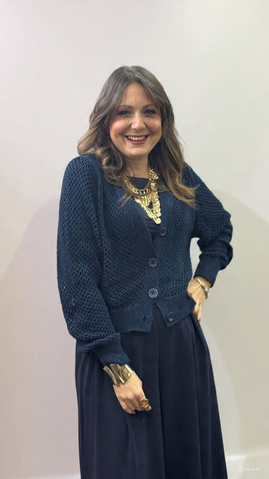 Cardigan traforato blu